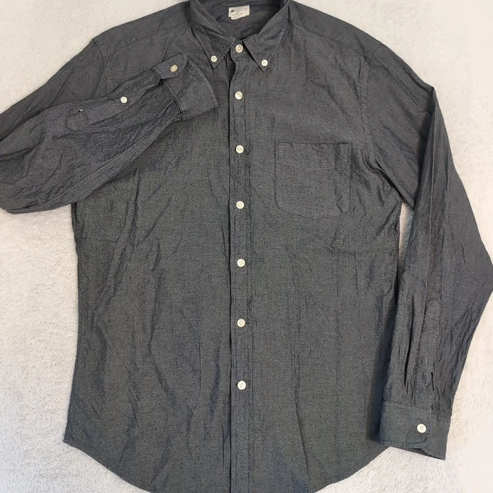 J Crew Shirt Mens Medium‎ Shiny Gray Button Down Preppy Long Sleeve Casual